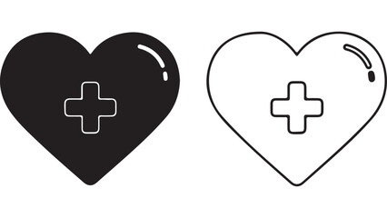 Obraz premium Heart icon with medical cross with transparent background