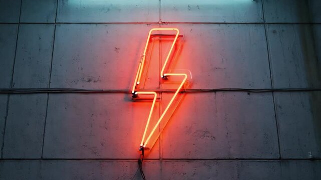 Neon sign of a lightning bolt.
