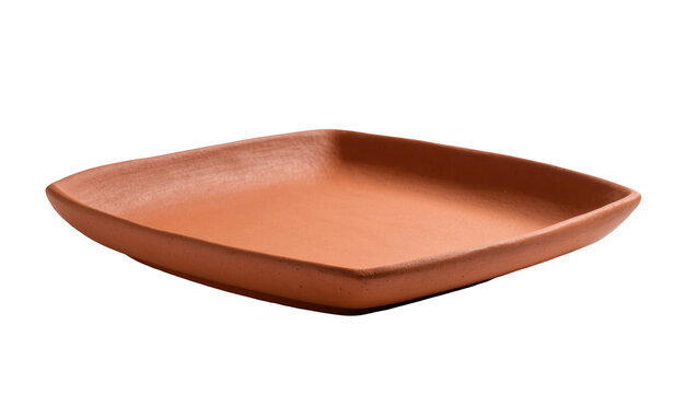 Rustic terracotta square plate with shallow depth, showcasing natural earthy texture