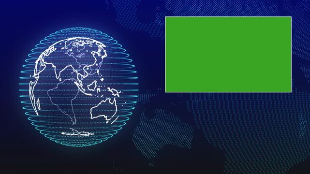 3d virtual news studio green screen background World Map background. News Studio Background for news report and breaking news on world live report. News background business