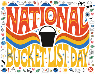 Obraz premium Woman Exploring and Checking Bucket List Vector Illustration, Bucket List Day Concept