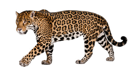 A captivating jaguar, powerful big cat, walking with elegance, showcasing its unique rosettes © Natasha