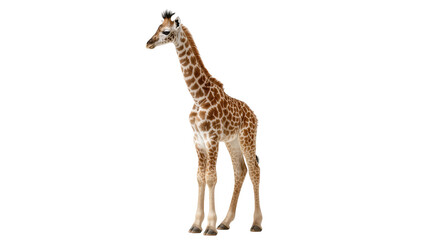 Adorable baby giraffe with distinctive spotted coat standing gracefully in a studio setting © Ryan