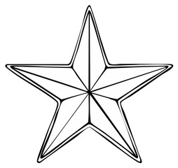 Obraz premium Black and White Star Illustration: Geometric shape with five points, outline vector graphic.