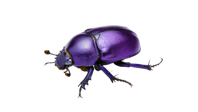 Magnificent metallic purple iridescent beetle, vibrant insect close-up studio photography