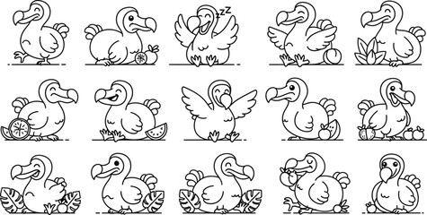 Cute Dodo Bird Illustrations in Different Poses © Gimhana