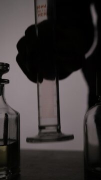 Luxury Perfume Mixing in Laboratory Glass Cylinder Experimental Studio Scene