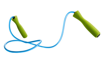 Bright green fitness skipping rope with blue cord for exercise and workout training © Natasha