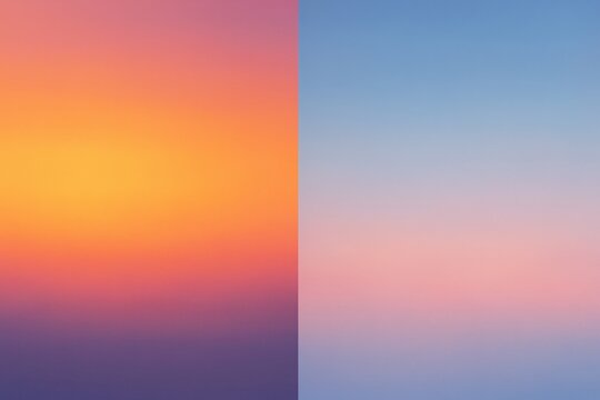 Split screen gradient background with sunset and dawn color palettes