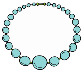 Fototapeta premium Cartoon turquoise beaded necklace illustration fashion accessories women's jewelry
