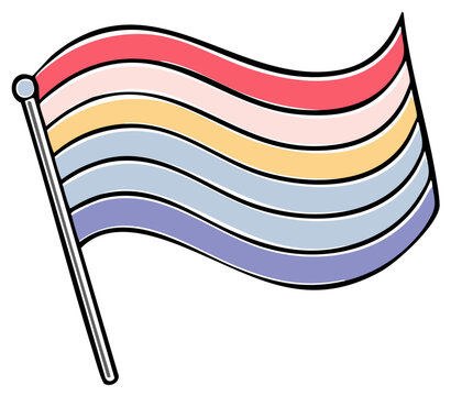 Waving nonbinary flag showing diversity with stripes and celebrating pride with a neutral gender spectrum representation.