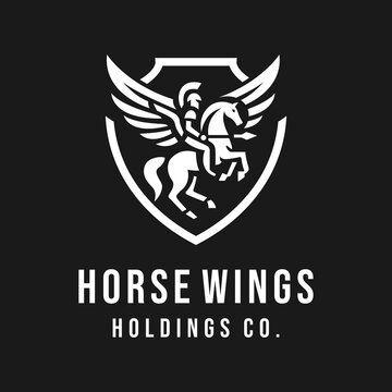 Winged Horse Logo Emblem Design.