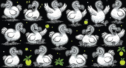 Charming Cartoon Dodo Bird Expressions Collection © Gimhana