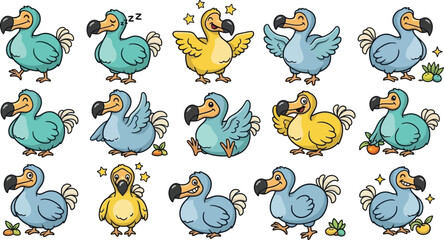Playful Dodo Birds Collection with Varied Emotions © Gimhana