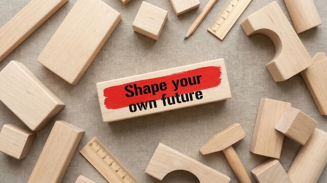 Wooden Blocks with Motivational Message: Shape Your Future