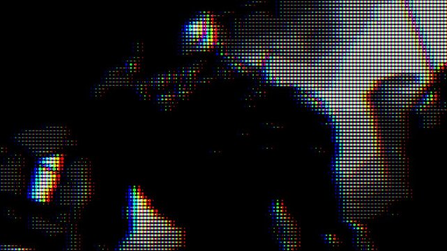 Aggressive robot or alien in dark dark .