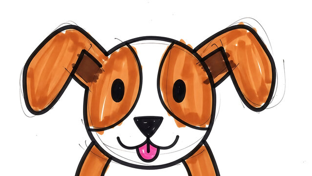Brown and white dog face with floppy ears isolated on a transparent background