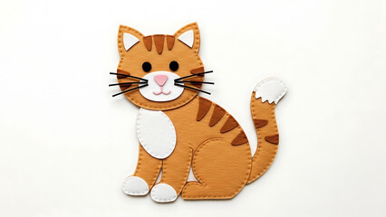 Obraz premium Orange tabby cat made of felt isolated on a transparent background 1