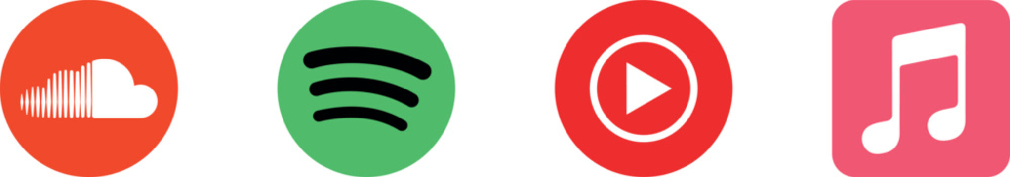 spotify apple music podcast youtube soundcloud colorful audio app icon vector set