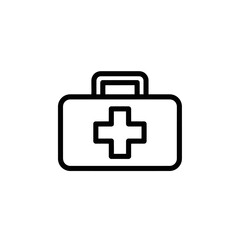 Fototapeta premium Minimalist Medical First Aid Kit Line Icon for Healthcare and Emergency Supplies