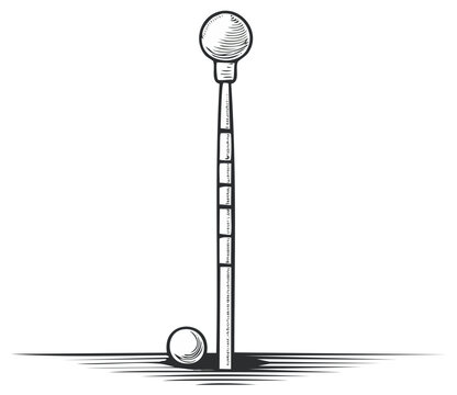 Vintage croquet mallet and ball illustration