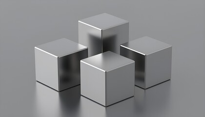 Obraz premium Silver metallic cubes arranged in geometric pattern on gray surface