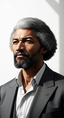 Obraz premium Portrait of a man with gray hair and beard wearing a suit, against white background. Represents authority, confidence, and professional achievement.