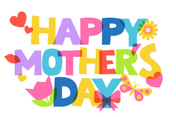 Fototapeta premium Happy Mothers Day lettering. Vector design elements for holiday greeting card, banner, poster, t-shirt print