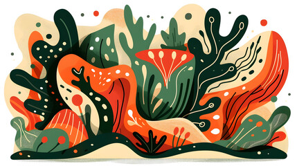 Fototapeta premium Abstract organic garden background with vibrant botanical elements