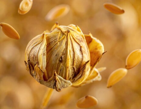 Dry bud with seeds around it