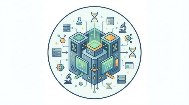 Bioinformatics Concept, Genome data processed in analysis lab