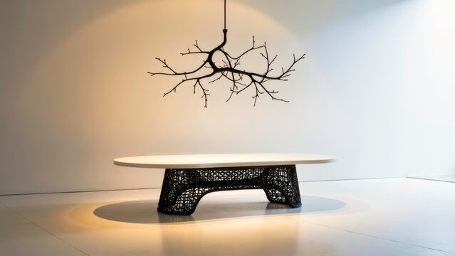 Artistic furniture with slim legged tabletop