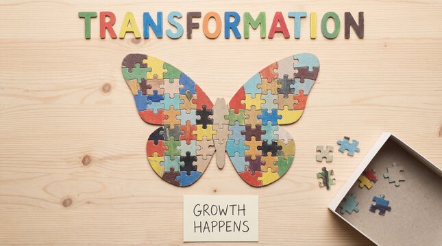 Organized Butterfly Puzzle Transformation Growth Concept 4K