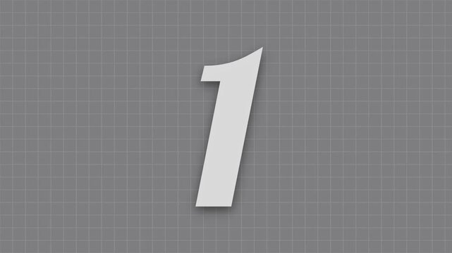 An animated colorful countdown timer from five to one over a gray grid background