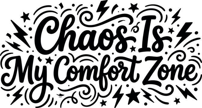 Script lettering chaos is my comfort zone with stars and lightning