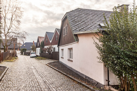 Traditional houses in Chaloupky street in Rychnov nad Kneznou, Czechia