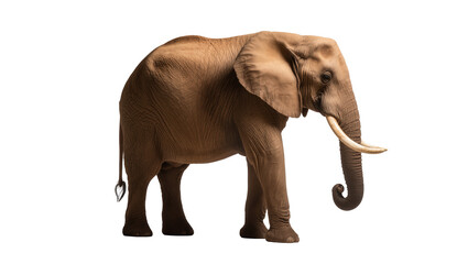 Obraz premium Majestic African elephant standing gracefully with curled trunk and impressive tusks