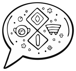 Obraz premium Stylized Speech Bubble Vector Doodle Illustration Containing Geometric Forms