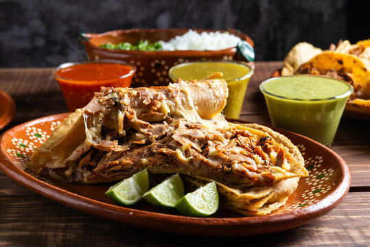 Authentic Delicious Gringa Al Pastor. Traditional Mexican Cuisine Presentation