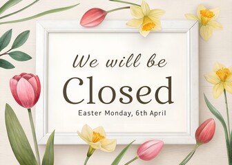 Easter Monday Closure Announcement | Holiday Notice: Closed on Easter Monday | Business Closed for Easter Monday Holiday | Easter Monday Holiday Closure Notice