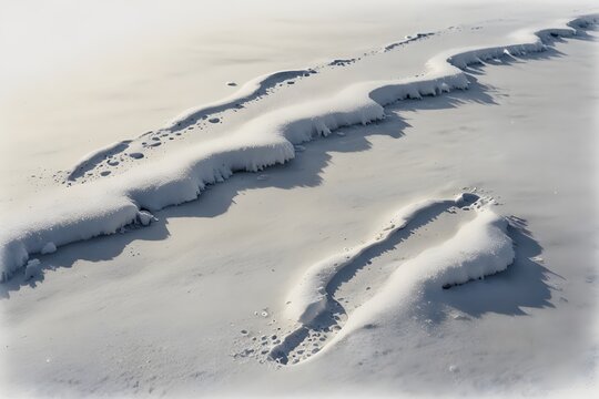Freshly fallen snow footprints being erased by the wind