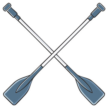 Crossed rowing oars vector illustration of a water sport and boating symbol