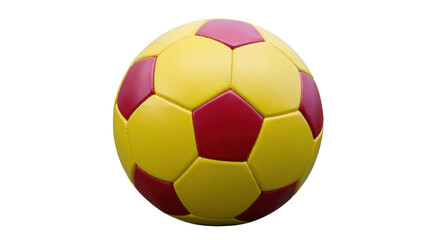 Fototapeta premium Vibrant red and yellow soccer ball for sports, games, training, and active outdoor fun