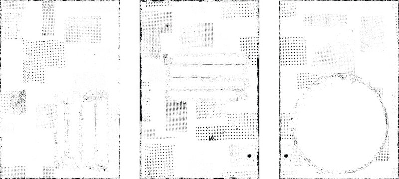 Grungy isolated layers . Design element for brochure, social media, posters, flyers. Overlay texture.Textured banner with Distress effect .Vector halftone dots . Screen print texture
