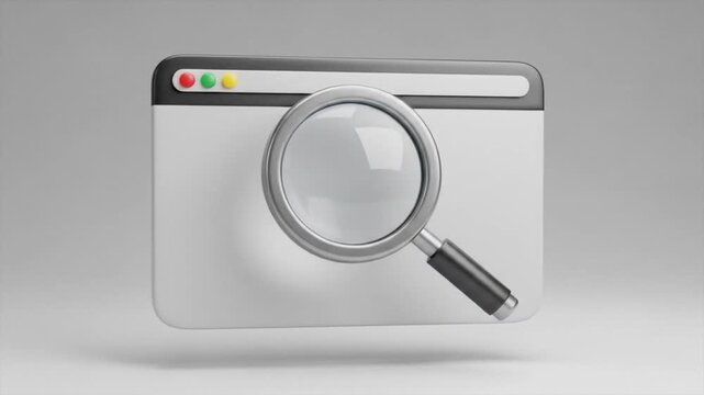 search browser window with magnifying glass on gray background