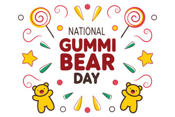 Fototapeta premium Cute Gummi Bear Vector Illustration, National Gummi Bear Day Holiday Graphic