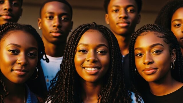 Black history month celebration with diverse group of smiling individuals