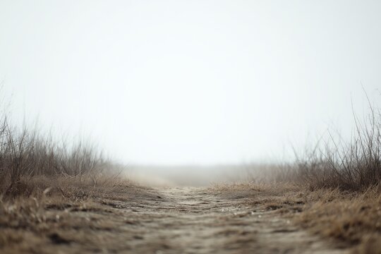 Fading Path Into Fog Uncertain Future Journey Concept