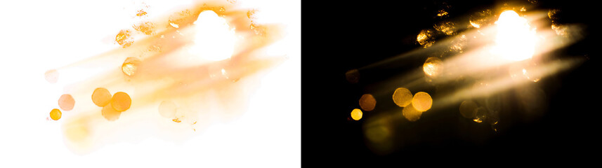 Fototapeta premium Golden Light Particles and Dust Streaks Isolated on Transparent Background for Overlays and Visual Effects