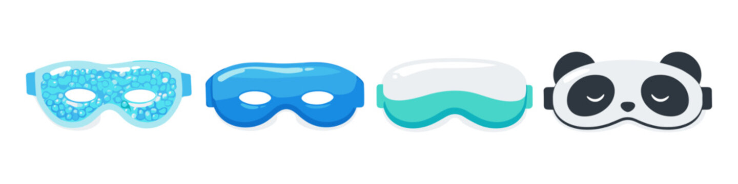 Collection of four different eye masks for sleep and relaxation